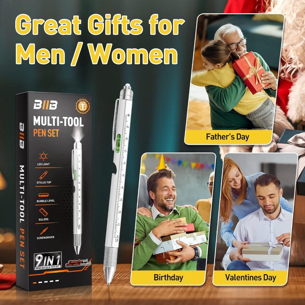 Valentines Day Gifts Him, Gifts‎ for Men 9 in 1 Multitool Pen, Mens Gifts,